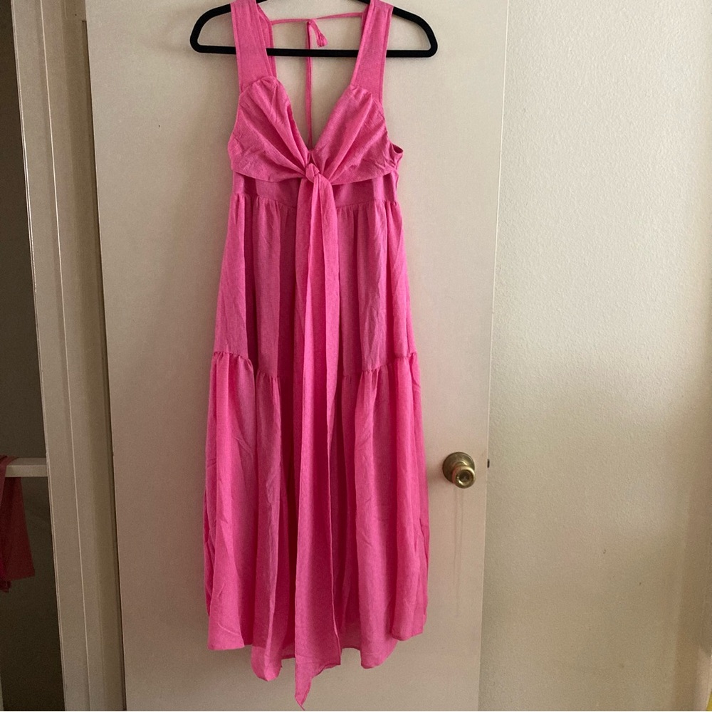 entre Pink Wrap Front Accent Midi Dress | New without Tags - Picture 5 of 8